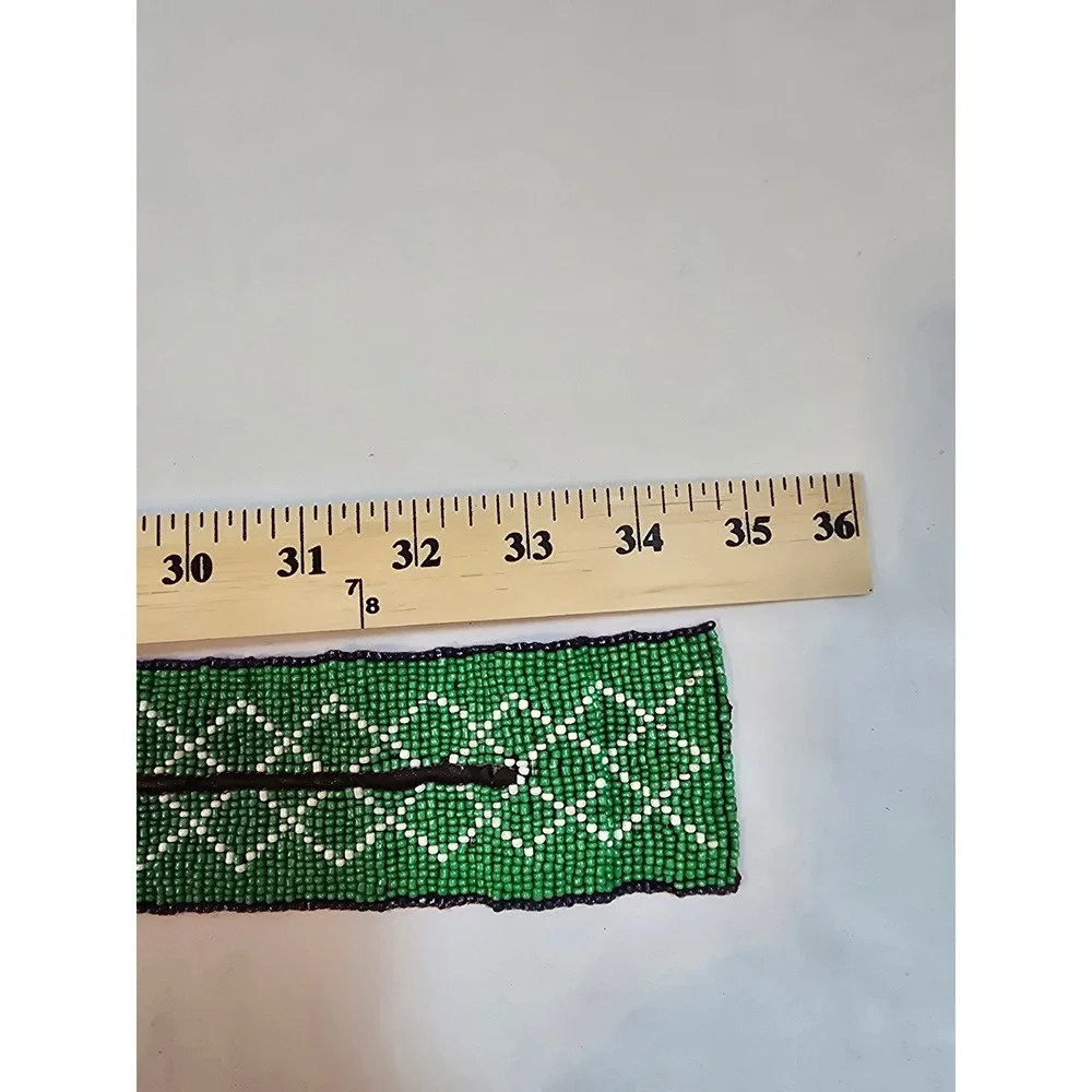 Rag Beaded Belt Green Pink‎ Red Geometric Pattern Statement Buckle New XS-S